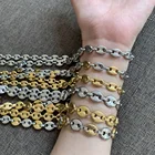 Ожерелье из кофейных зерен 6 мм, 8 мм, 10 мм, 13 мм, браслет, цепочки из нержавеющей стали для мужчин и женщин, ювелирные изделия ручной работы с золотым наполнителем 18-34 дюйма