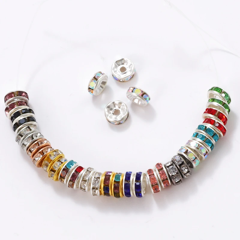 Позолоченные круглые бусины со стразами разделительные с кристаллами для женщин