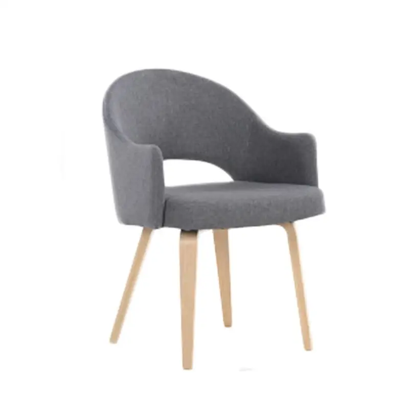 Скандинавский обеденный стул из цельного дерева тканевый домашний подлокотник