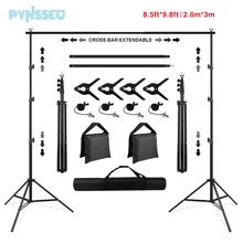 PYNSSEU Backdrop Stand 8.5 x 10ft Adjustable Photography Muslin Background Support System Stand for Photographic Video Studio