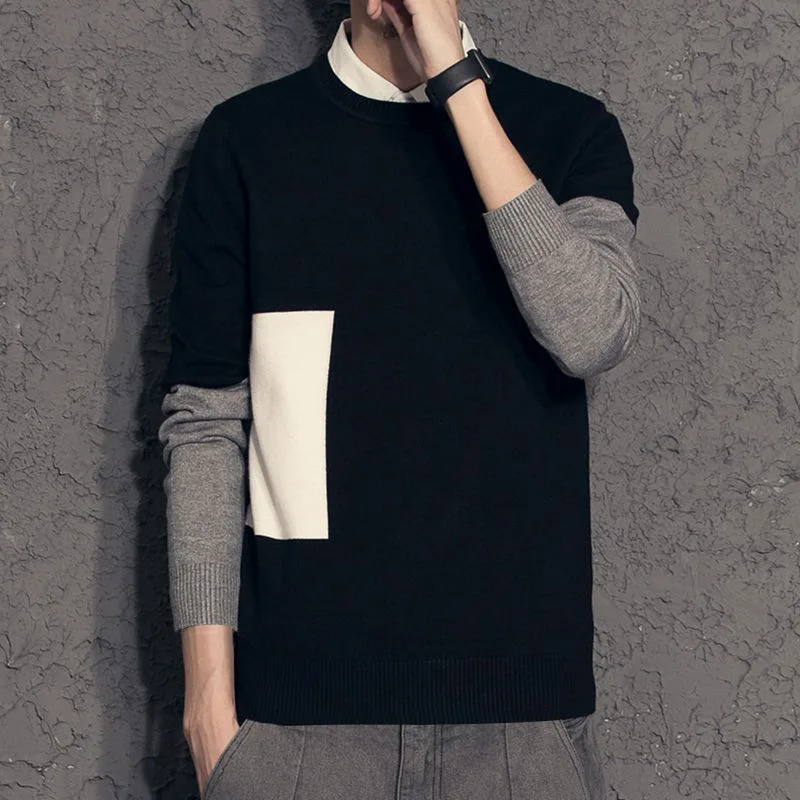 Autumn new fake two sweater male Korean version of the pullover shirt long-sleeved shirt collar men's sweater tide