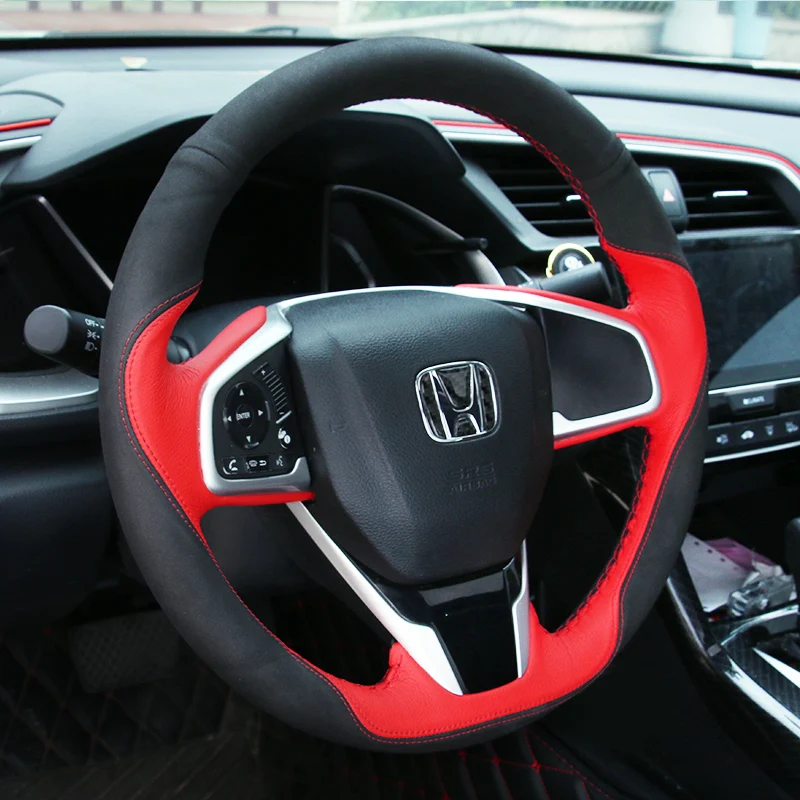 2 Lsrtw2017 авто-Стайлинг капота кожаное рулевое колесо Крышка для honda civic 10th civic - Название цвета: 2