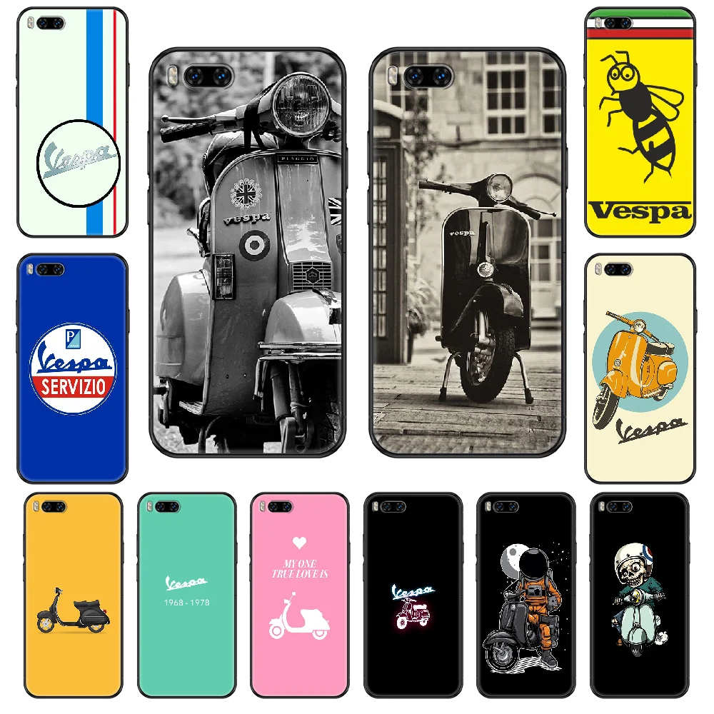 

vespa Scooter Motorcycle Phone case For Xiaomi Mi 6 8 9 A1 2 3 Max3 Mix2 Mix2S X T Lite Pro black silicone cell cover fashion