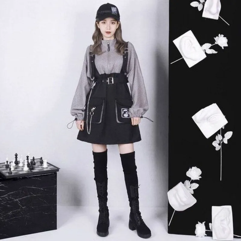 Женское платье в готическом стиле винтажное платье-мини панк с высокой талией