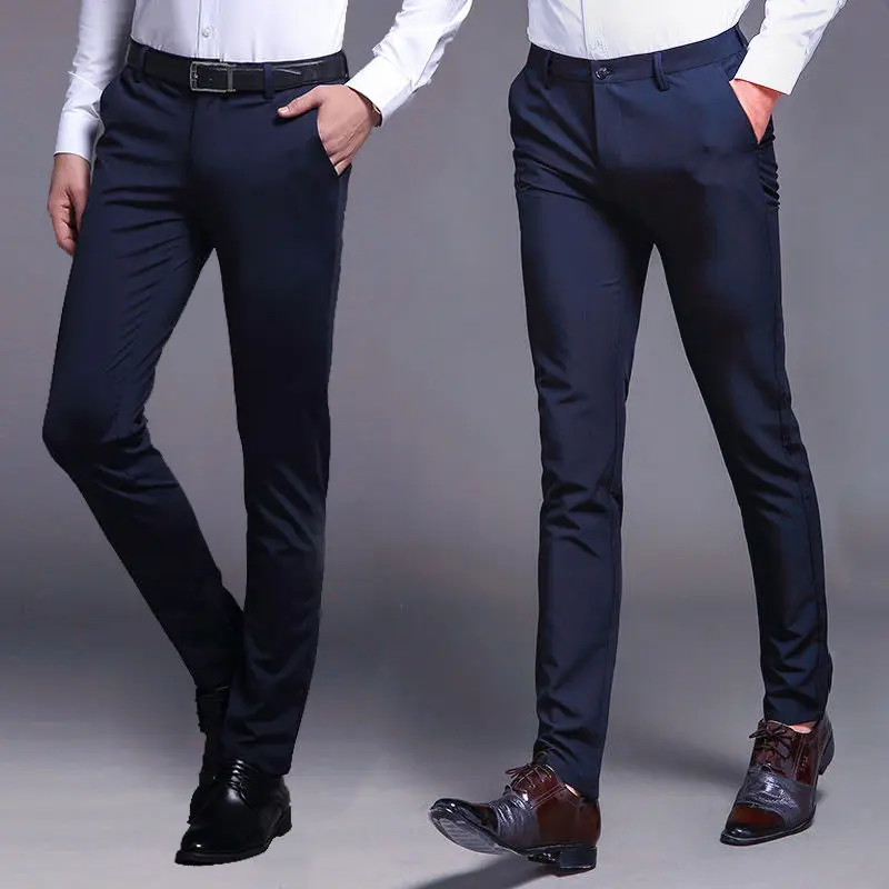 

2020 New Spring Autumn Men Suit Trousers Fashion Korean Slim Fit Business Pants Man Formal All Match Full Length Suit Pants K188