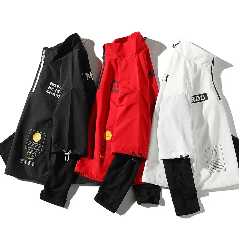 Мужские 2020 футболки в стиле хип хоп вышитой надписью пальто Модная Повседневная