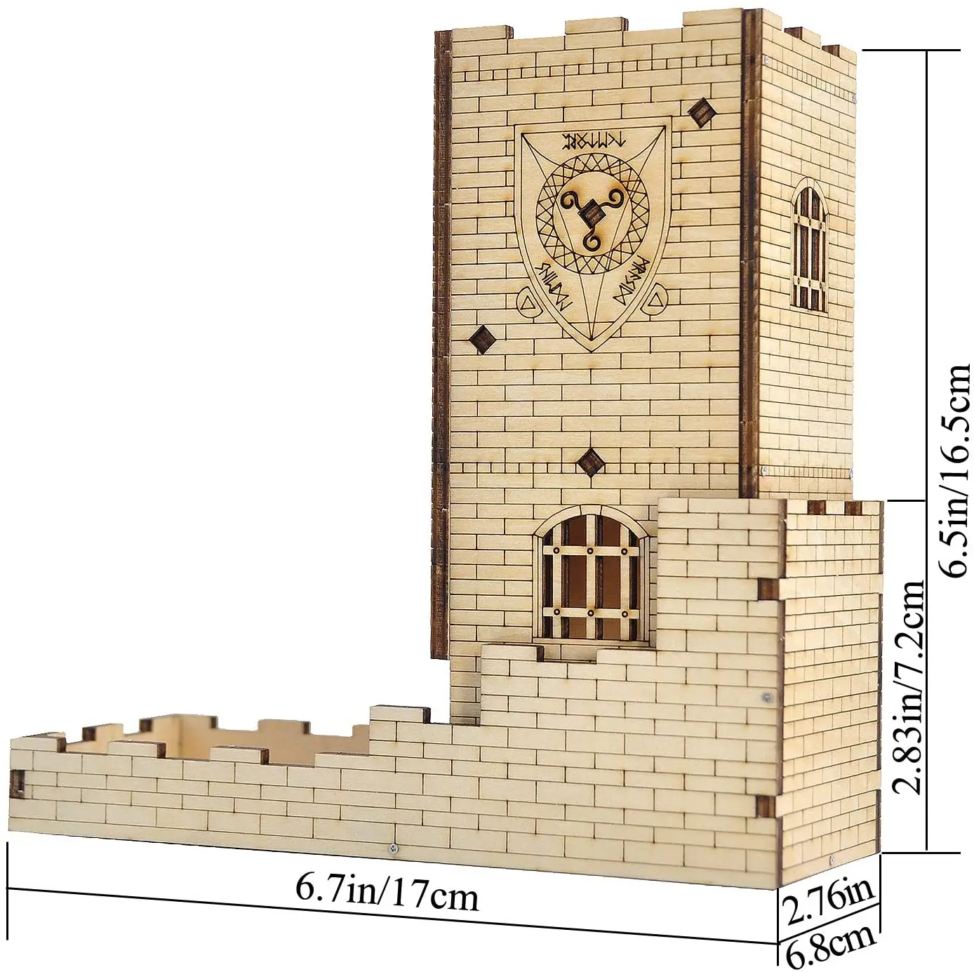 Torre de dados del castillo con bandeja, rodillo f&aacute;cil de tallar de drag&oacute;n cortado con l&aacute;ser de madera, Perfecto para juegos de mesa, D & D y RPG-2