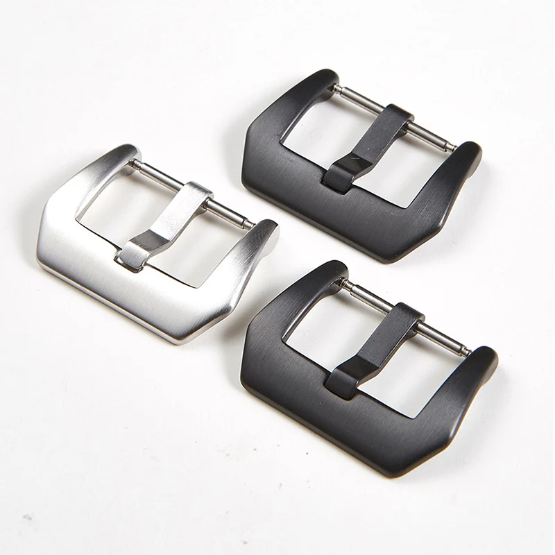 

Metal Watch Pin Buckle 18mm 20mm 22mm 24mm Men Watchband Strap Silver Black Brushed 316L Stainless Steel Clasp Accessories