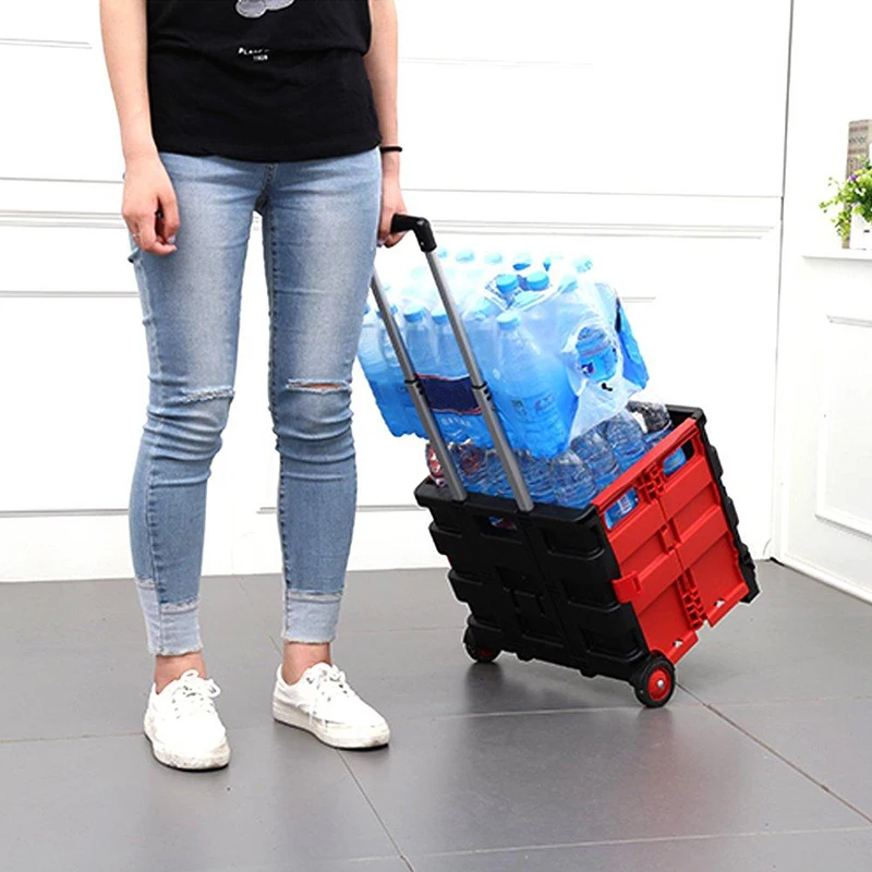 Folding Shopping Cart with Wheels Collapsible Grocery Storage Transit Utility Hand for Daily Use 77 Lbs Capacity | Мебель