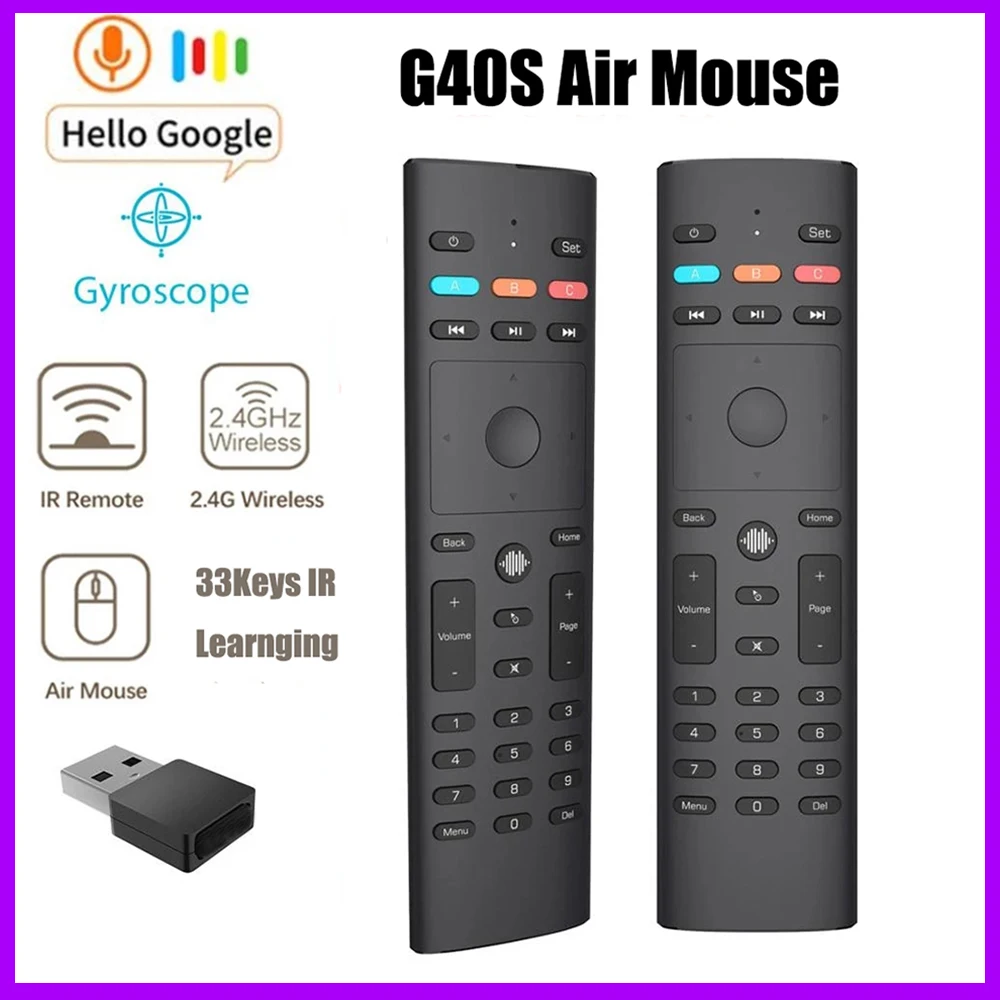 

G40 Voice Search Air Mouse etflix Vudu 3 Modes 33 Keys IR Learning Gyroscope Smart Remote Control G40S for X96 Android TV BOX