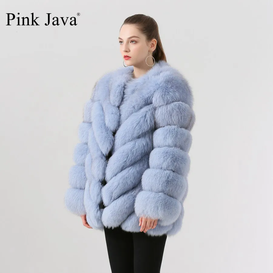 Новое поступление розовое пальто java QC19059 из натурального Лисьего меха Женское с