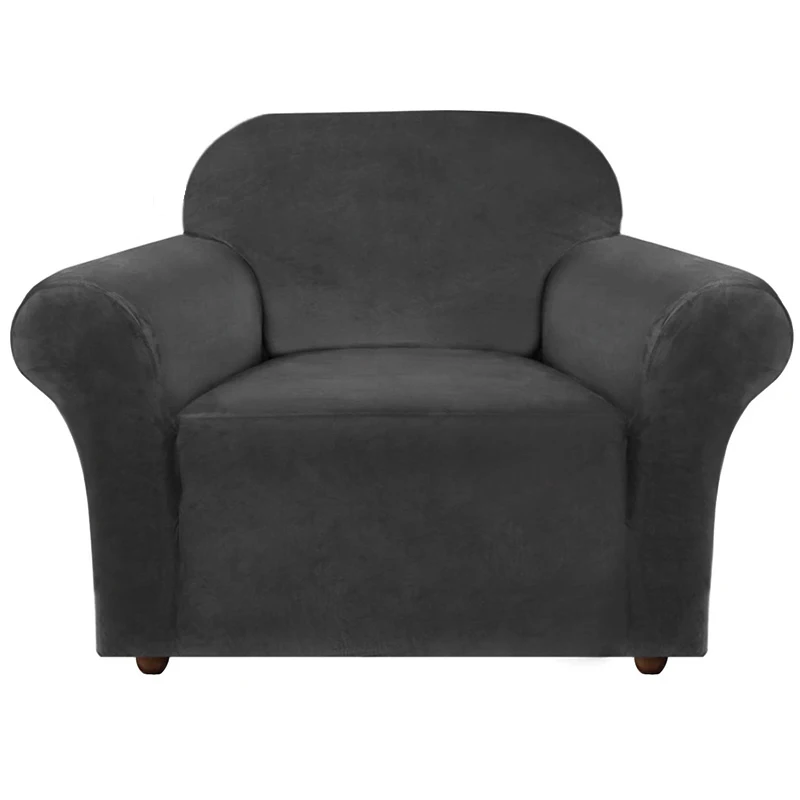 Чехол на 1 диван из бархатной ткани универсальный эластичный угловой L-образной