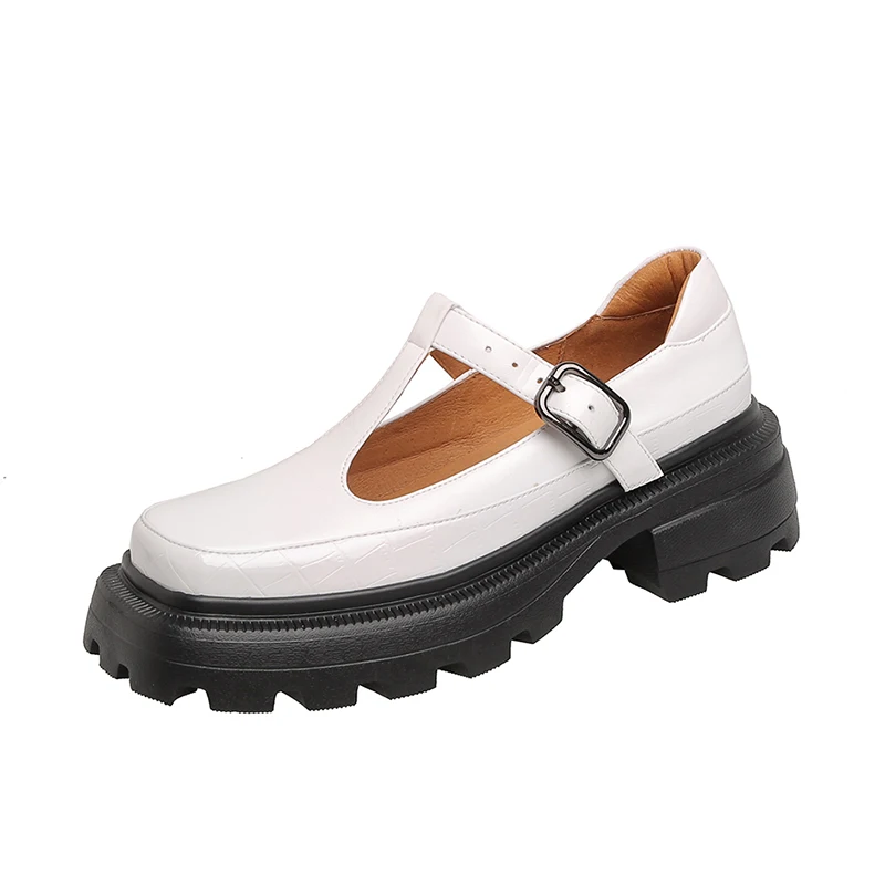 

European Style Single Shoes Women Pumps Genuine Leather Shoes Square Toe Spring Summer Thick Bottom Casual Shoes Woman