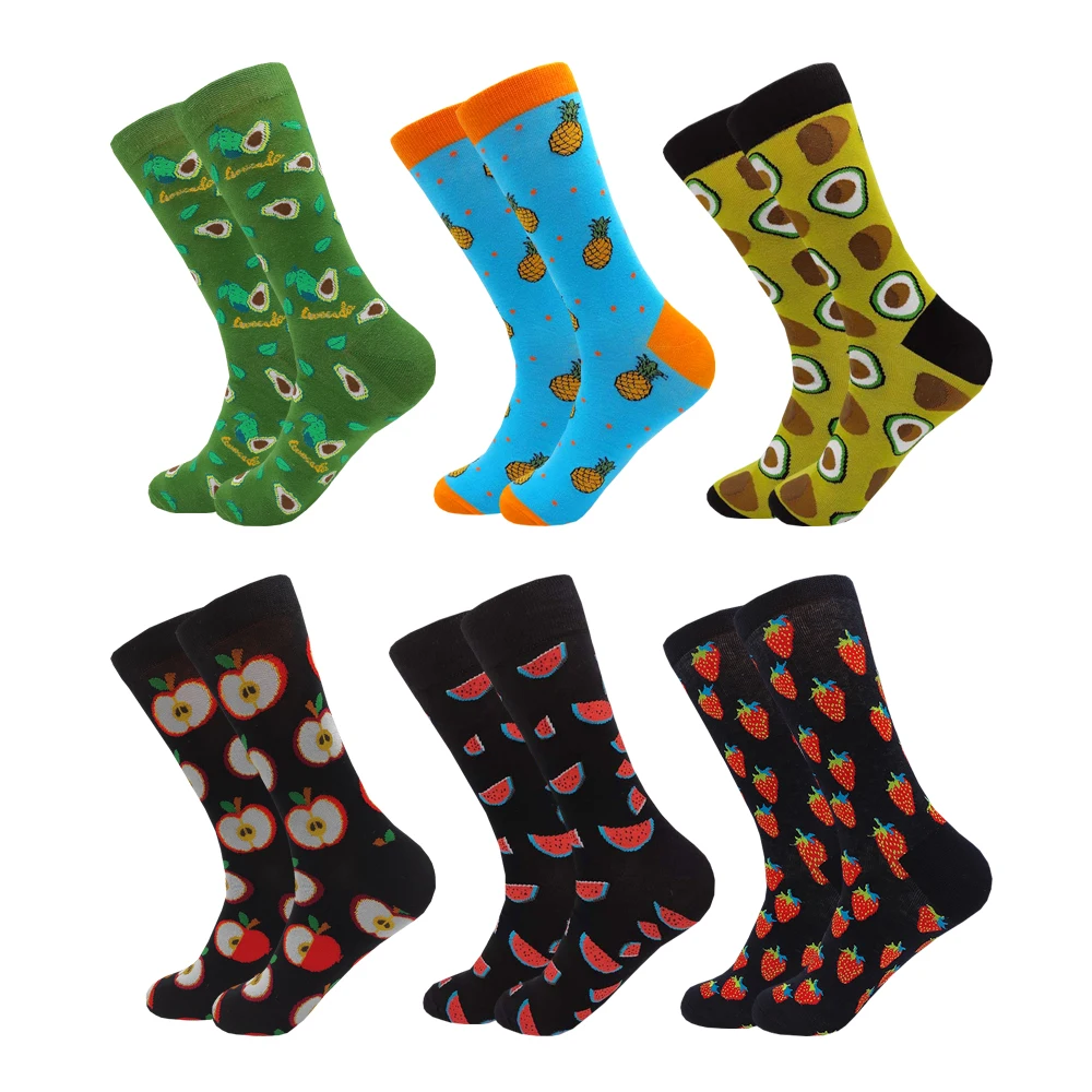 

6 Pairs Harajuku Funny Fashion Cute Women and Men Socks Food Fruit Cherry Beer Strawberry Watermelon Casual Cotton Socks