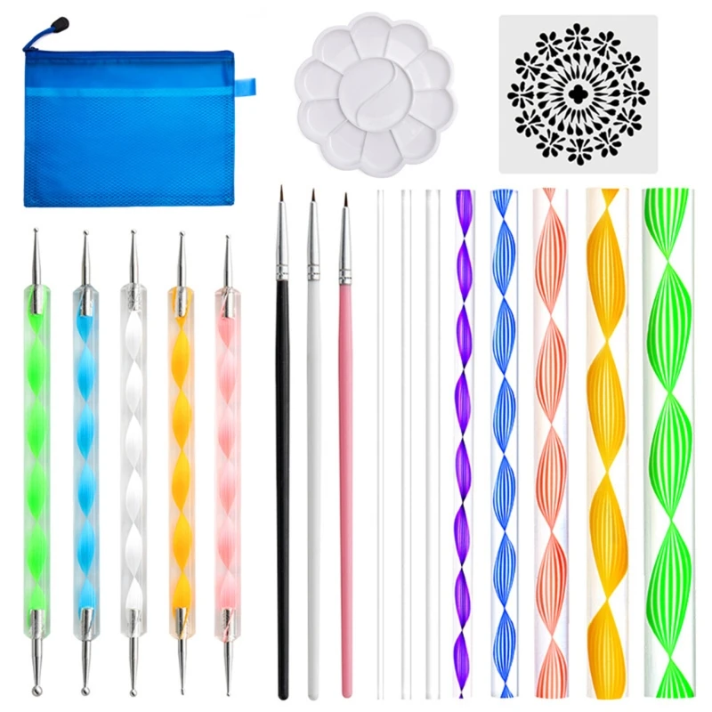 

19PCS Mandala Dotting Tools Set with a Zipper Storage Bag for Painting Rocks Abenkle Mandala Stencil Ball H9EB