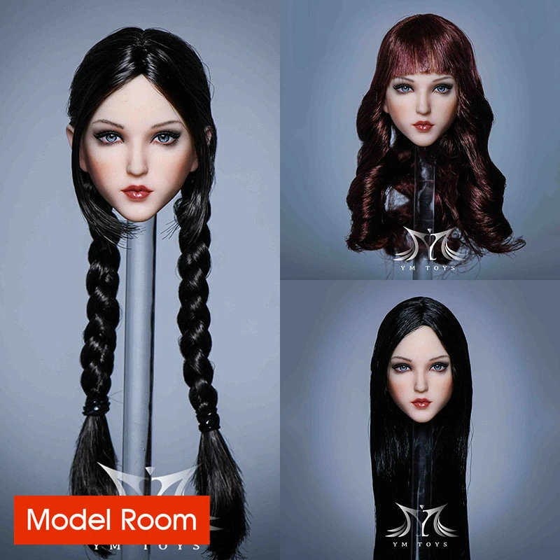 

YMTOYS YMT058 1/6 Sweet Girl Head Sculpt Blue Eyes Female Head Carving Fit 12'' PH TBL Soldier Suntan Action Figure Body Dolls