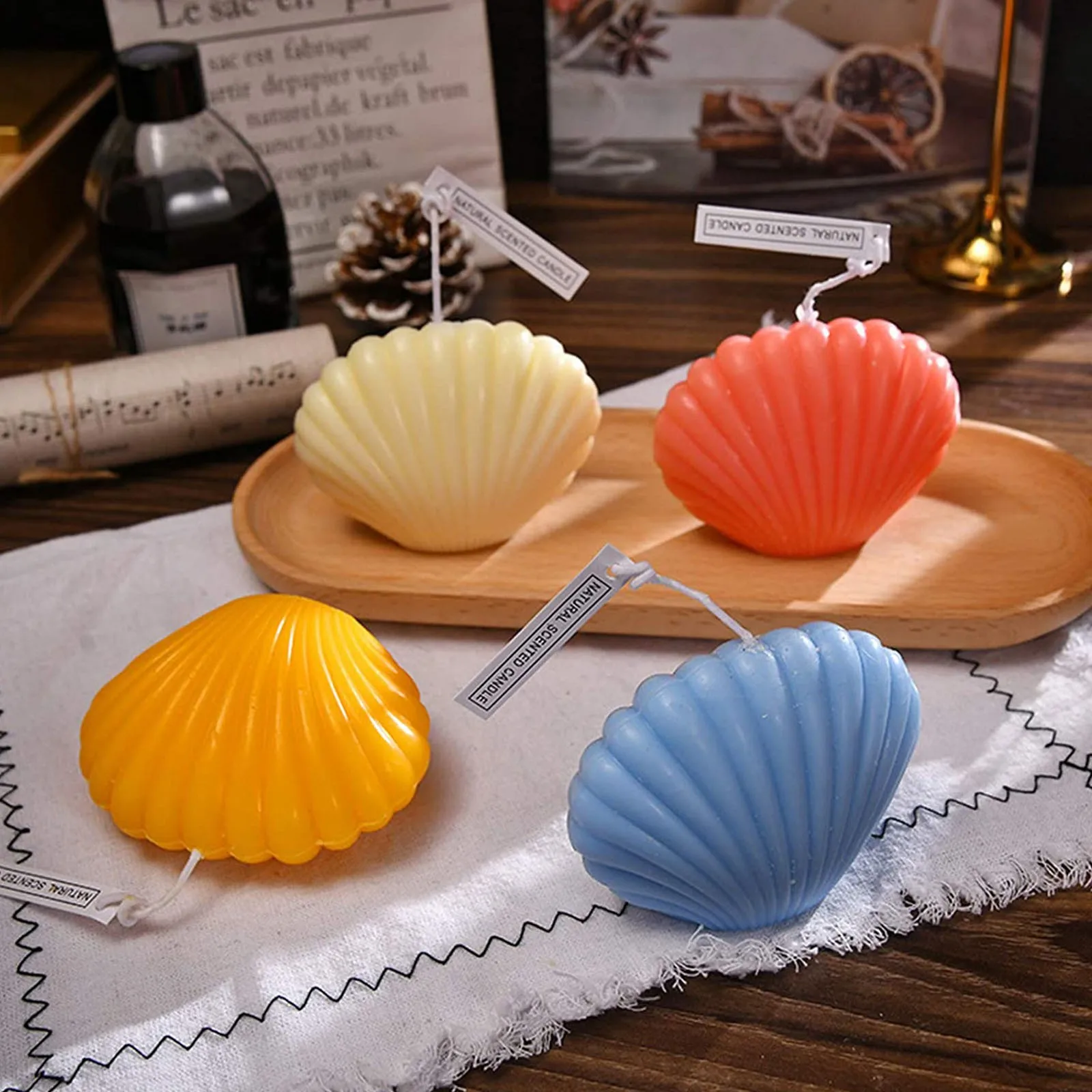 

Shell Candle Soy Wax Scented Candle Home Decor Fragrance Shell Candle Background Props Geometric Party Birthday Gifts #GM