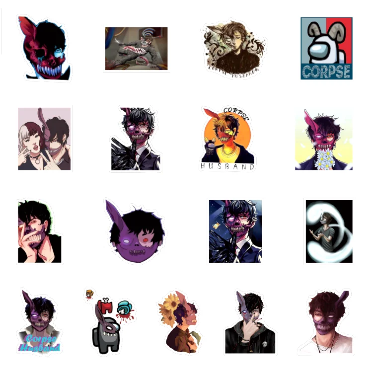 

50Pcs AMONG Corpse Husband Stickers Graffiti Stickers For Skateboard Luggage Laptop Waterproof Stickers