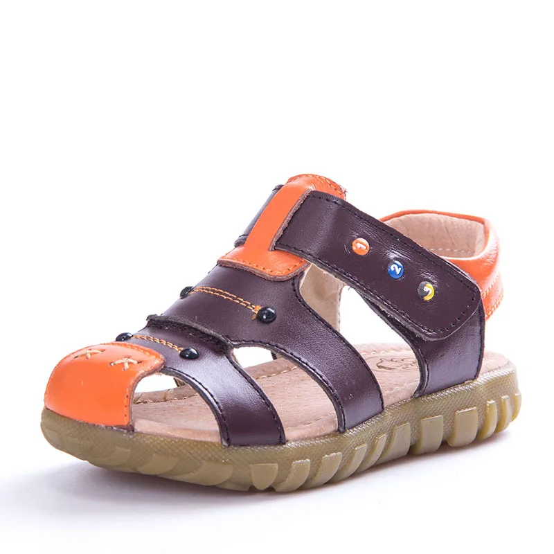 100% кожаные летние сандалии для мальчиков белые синие детские детская пляжная
