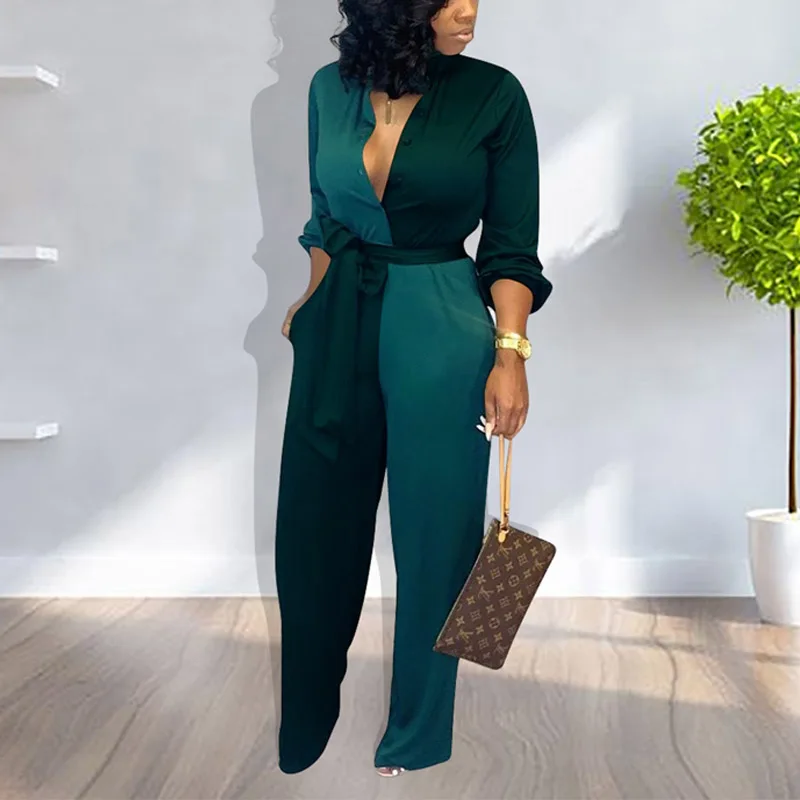 2019 черно-белый Асимметричный комбинезон с широкими штанинами женский элегантный