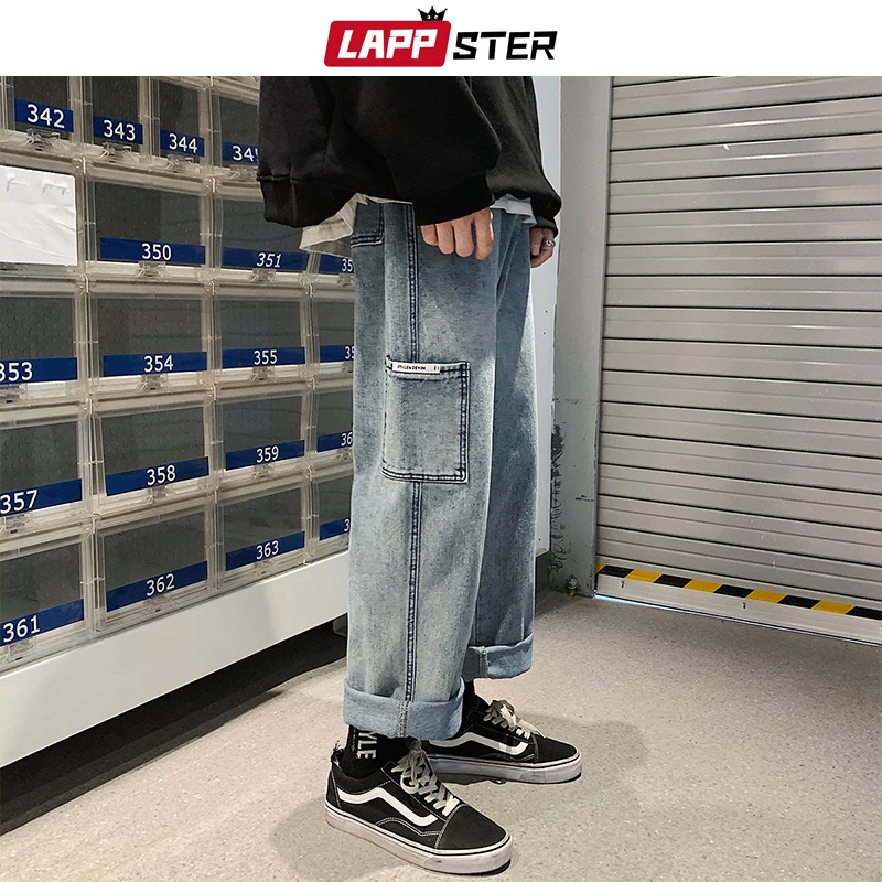 LAPPSTER синие обтягивающие джинсы мужские 2019 шаровары s Японская уличная одежда хип