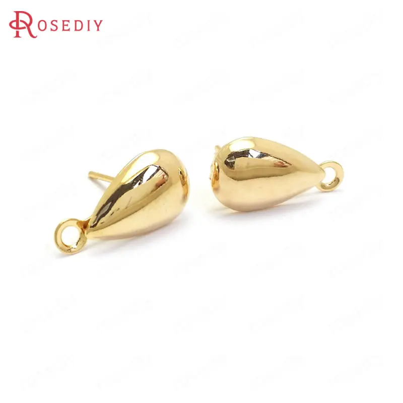 (37135)20PCS 17x9MM 24K Gold Color Brass Drop Shape Stud Earrings High Quality Jewelry Making Supplies Diy Findings Accessories | Украшения