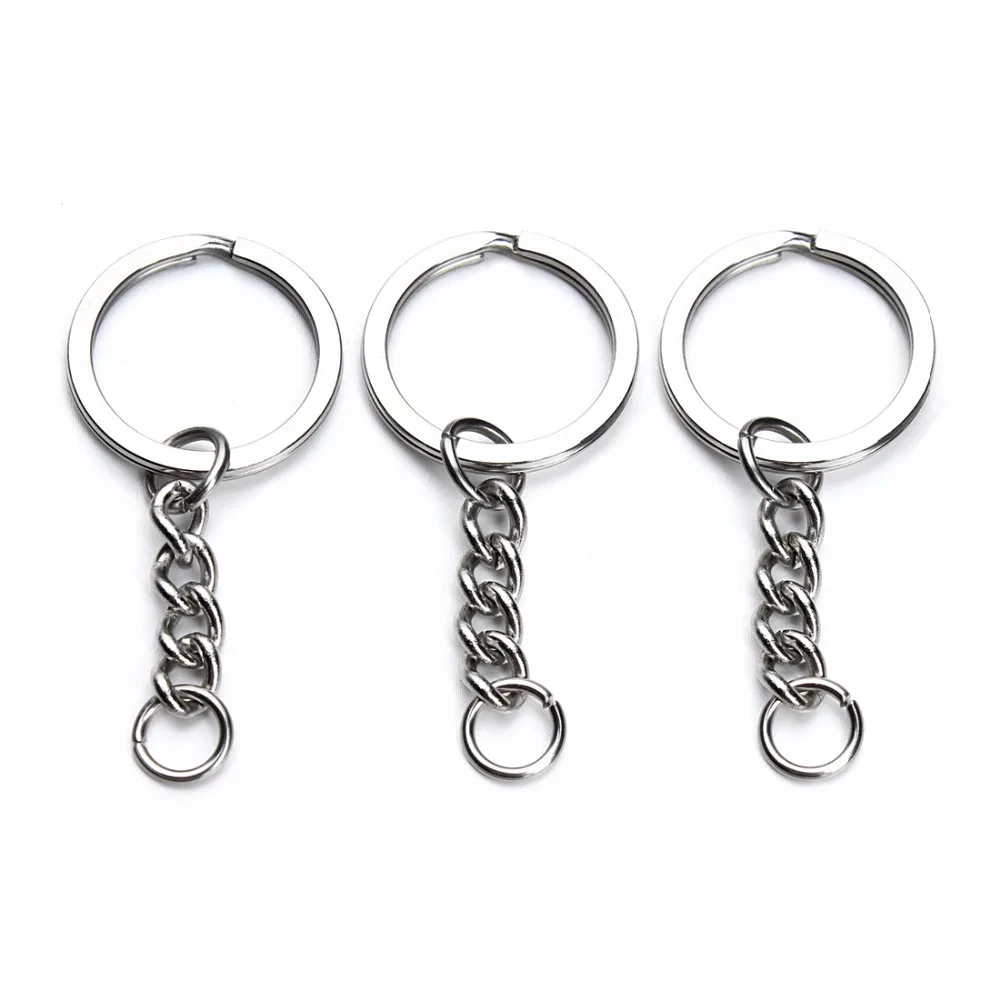 

Ciseng 5pcs/lot Stainless Steel Silver Color Key Chain Key Ring With Extender Chains Dia 28mm fit DIY Jewelry Making Compents