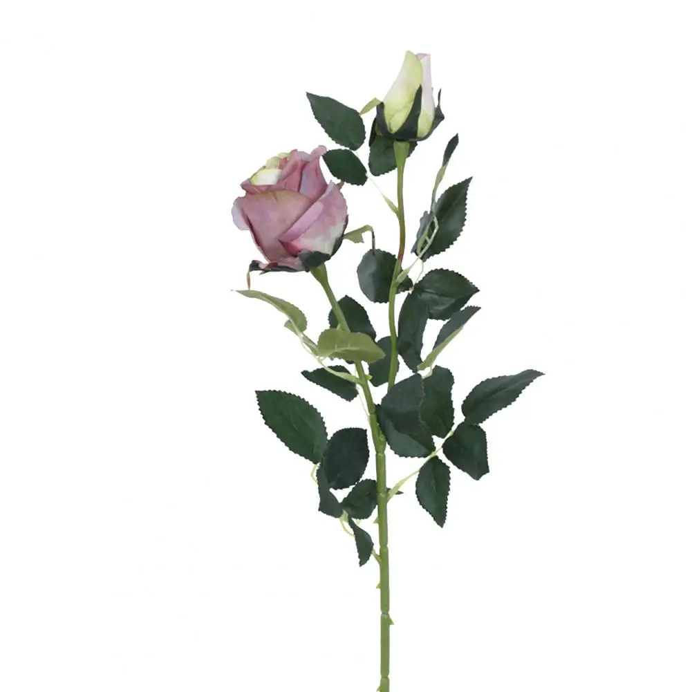 

Artificial 2 Heads Bulgarian Rose Bright Artificial Silk Flower Simulation Gift Living Room Wedding Decoration