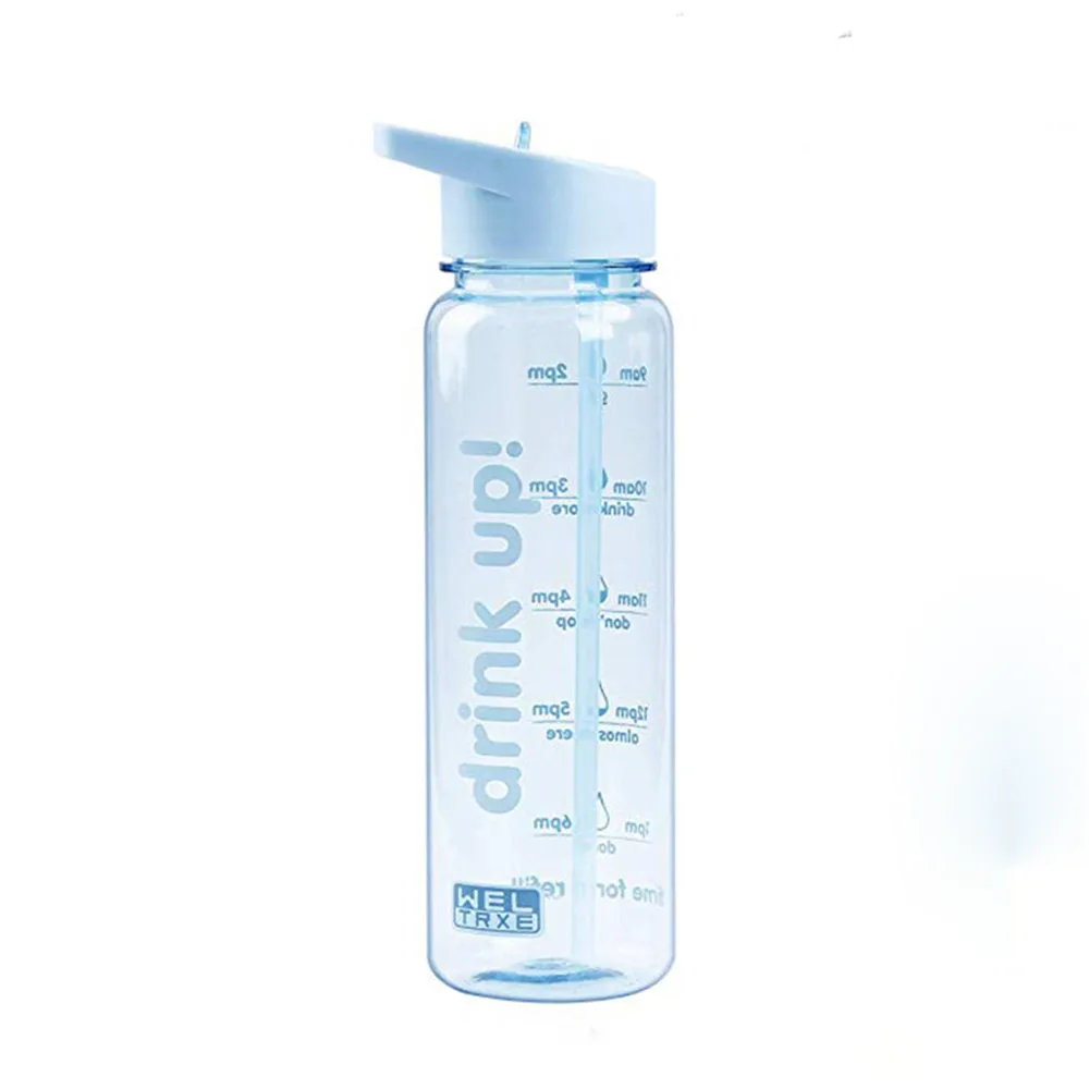 Bpa Free 0.75L тритановый Пластиковый Спорт на открытом воздухе Тур моя соломенная бутылка для воды с объемной шкалой напиток сок ручка чайник