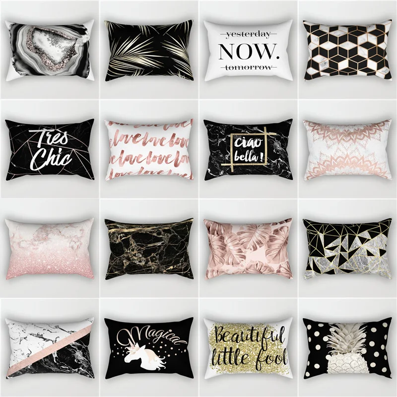 

Nordic Magical Unicorn Pattern Plush Cushion Cover Letter Leaf Printed Throw Pillowcases for Home Decor Sofa Bed Car Funda Cojin