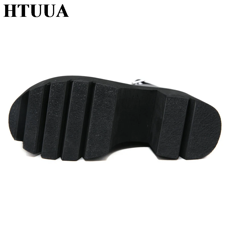 HTUUA/модные ботинки на платформе со шнуровкой и заклепками женские короткие