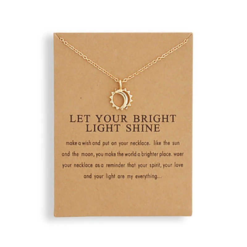 new Fashion Jewelry Reminder Let Your Bright Light Shine Sun and Moon Pendant Necklace gift | Украшения и аксессуары