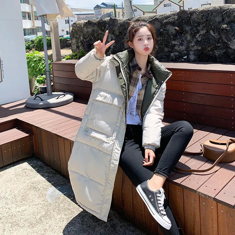 Женские теплые парки с капюшоном свободные длинные толстые пальто желтого цвета