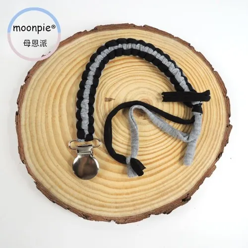 Moonpie новая хлопковая ткань ручной вязки пустышки цепи черный серый тканевая цепочка крючком детские соски цепи - Цвет: black and grey