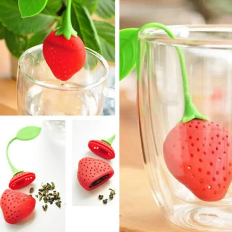 

Silicone Loose Herbal Spice Infuser Filter Diffuser Tea Leaf Strainer Strawberry Silicone Tea Bag Infusers Household Teaware