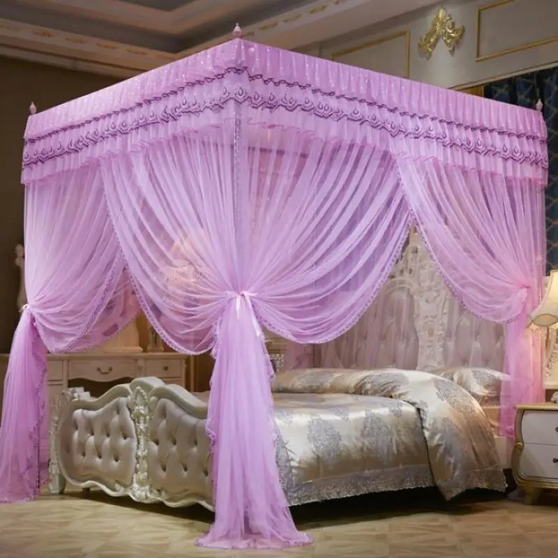 

Luxury Palace Princess Three Side Open Doors Bed Canopy Mosquito Net Double Bed Bedding High Quqlity Bed Supplies Curtain Home