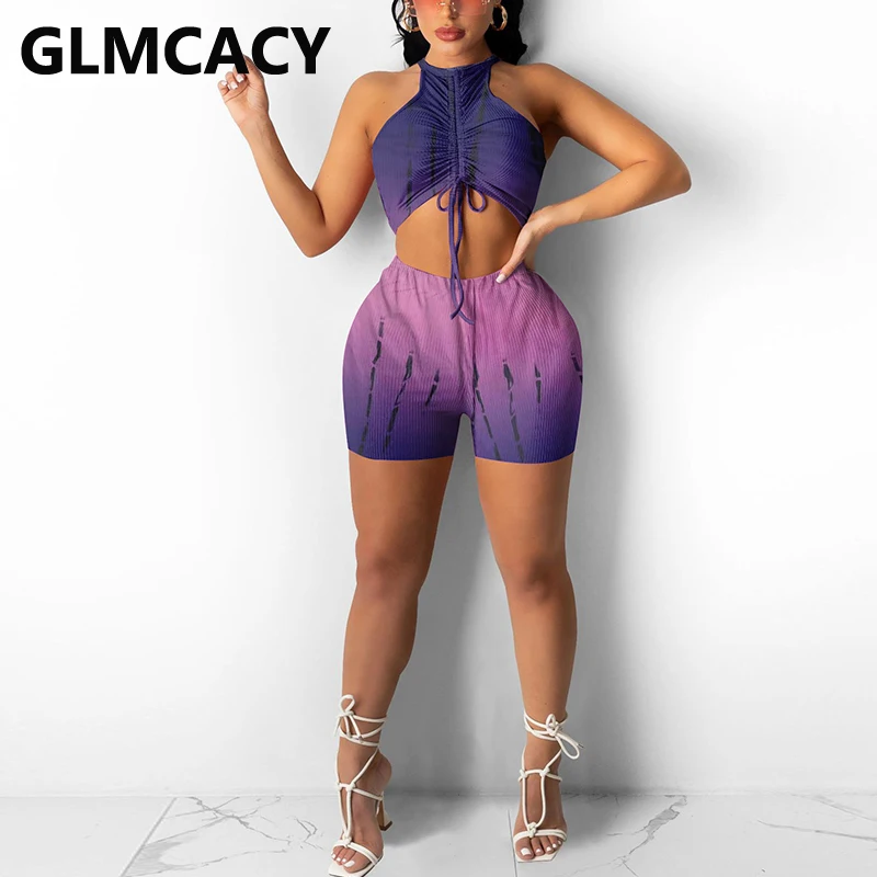 

Комплект из двух предметов летние пикантные костюмы без рукавов Топ и обтягивающие шорты комплект