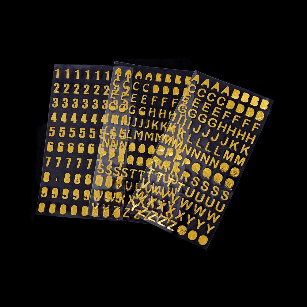 3 шт./компл. Мигающие наклейки золотого и серебряного цвета 0 9 цифр рукописный A Z 26
