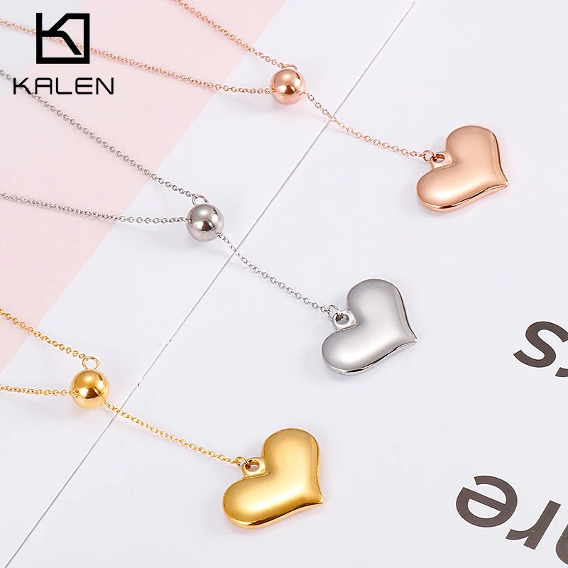 

Kalen Heart Pendant Trendy Fashion Ladies Jewelry Set Stainless Steel Necklace Earrings New