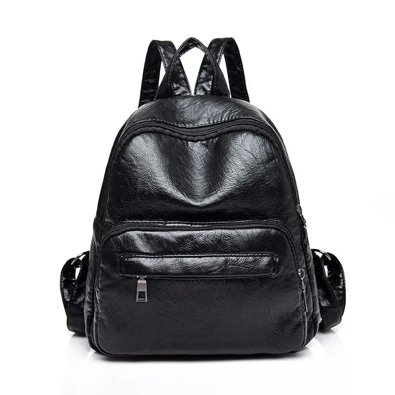 

Soft Women Backpack PU Leather Travel Bags Backpack School Bag for Teenage Girls Casual Style Back Pack Black