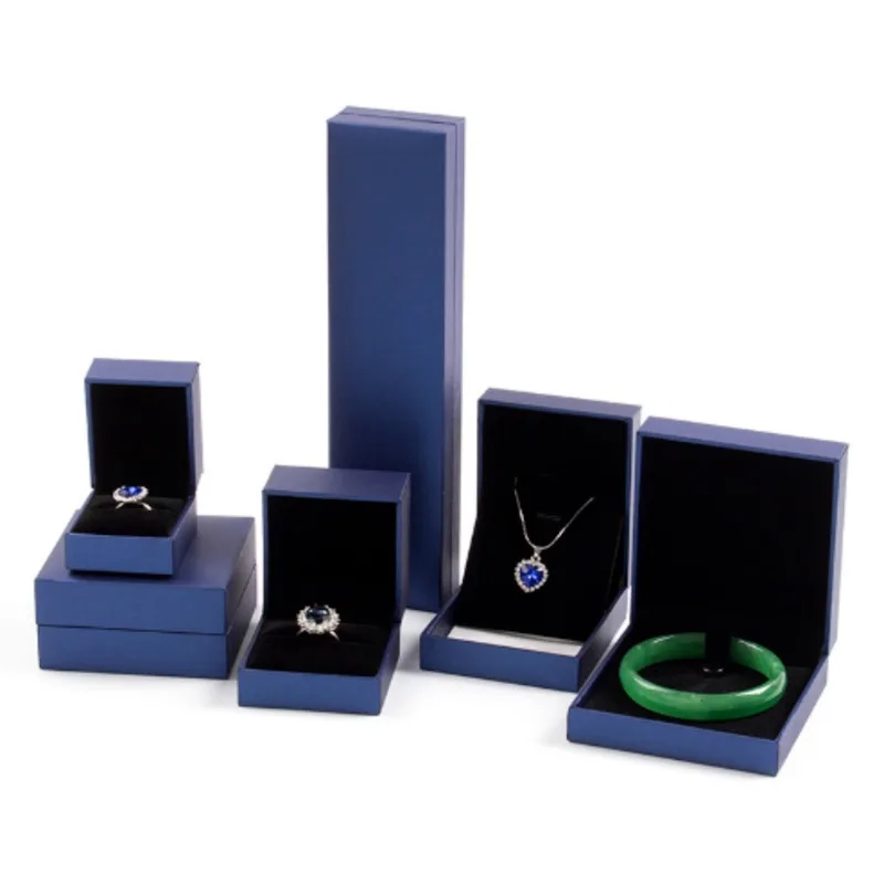 Шкатулка для ювелирных изделий коробка с кулоном и ожерельем Подарочная синего