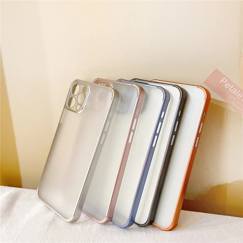 

Candy Color Electroplated Frosted Transparent Phone Case For iPhone 13 13PRO 13PROMAX 12 12PRO 12PROMAX Camera Protective Cover