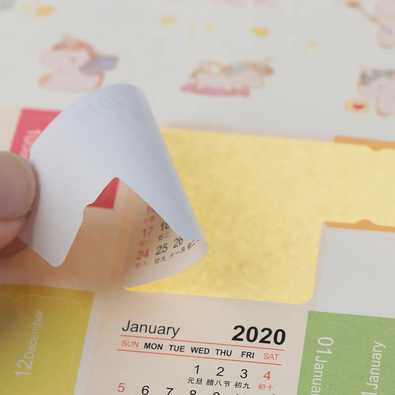 2019 2020 Новая цветная наклейка с календарем из мультфильма Васи украшение для