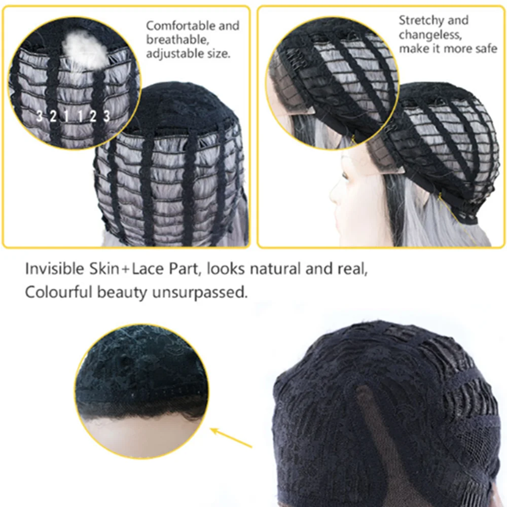 

Synthetic Lace Front Wig Short Bob Hairstyle L Part Natural Wave Daily Wig Ombre Pink Color Hair Wig Black Women Cosplay SOKU