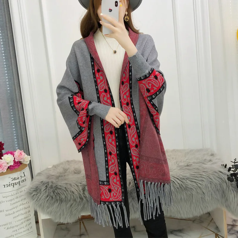 Женский свободный кардиган из искусственного кашемира толстый теплый с длинными