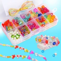 new 200pcs diy beaded kit toys 10 grids childrens beads girls handmade beads bracelet necklace diy materials kids toy gifts