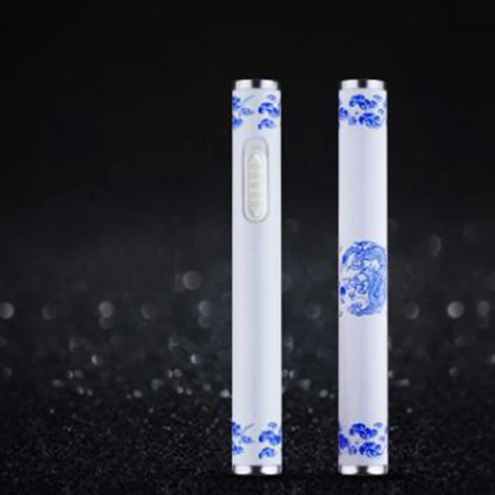 Белый Мини тонкая USB зарядка Зажигалка металлическая перезаряжаемая Электронная зажигалка портативная Зажигалка для сигарет Encendedor сигара пожарный курильщик - Цвет: Белый