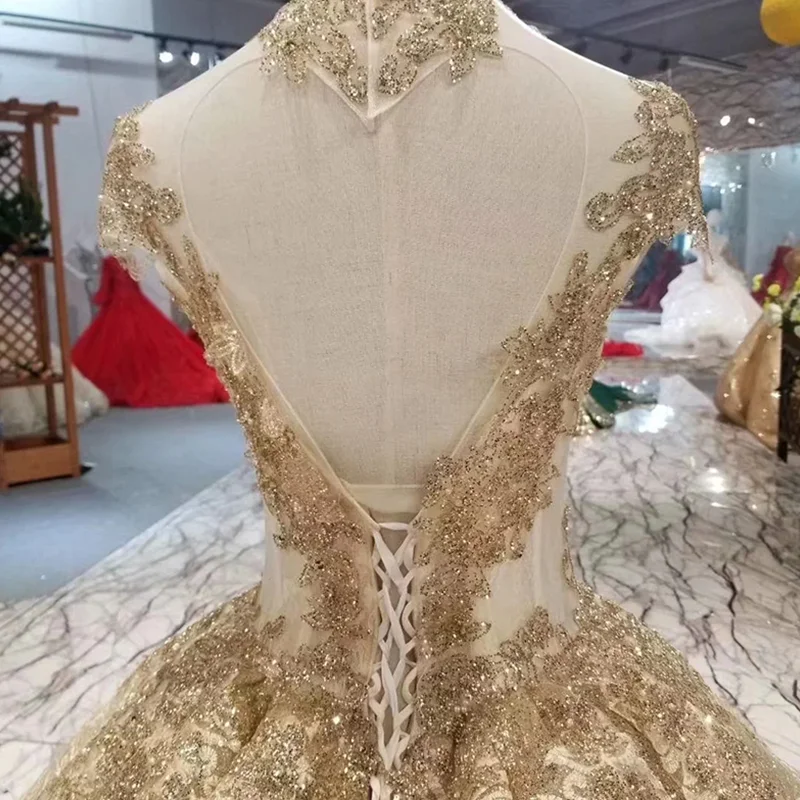 LSS381 Shiny Women Occasion Dress Ball Gown High Neck Cap Sleeve Curve Shape Prom Dress Pleat Skirt Heart Shaped Open Back Dress