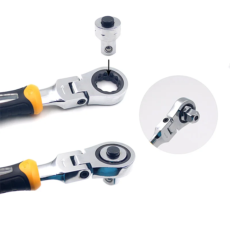 3 in 1 180 Degree Ratchet Wrench Quick Sleeve Connector Flip Steel Easy Disassembly Hand Tools Accessories Durable | Инструменты