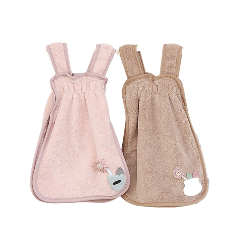 Creative Apron Coral Fleece Hand Towel Soft Quick-drying Towels   Practical Kitchen Plate Stove Cleaning Cloth Household Supply (0)